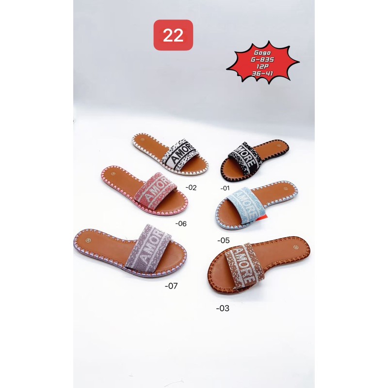 Buty Klapki Damskie (36-41,12par) Kolor Jak na zdzięciu