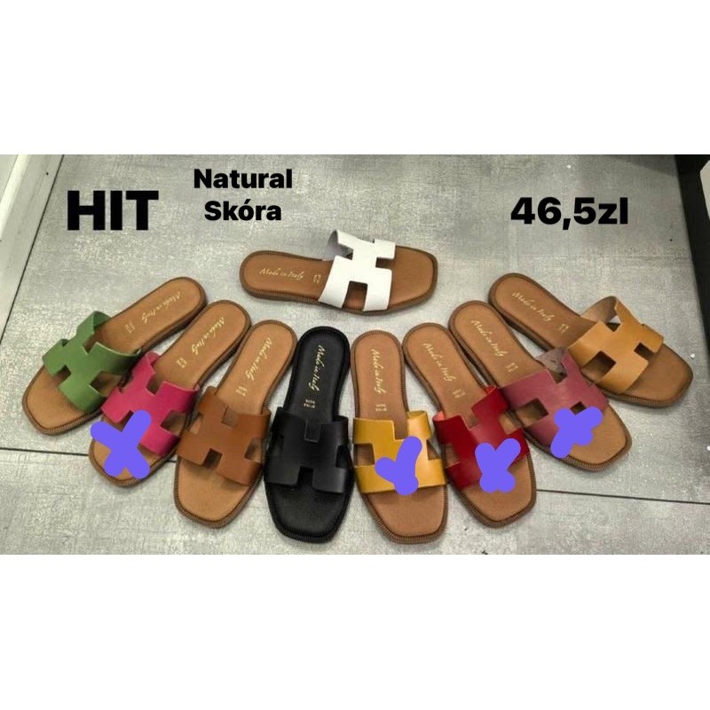 Buty Klapki Damskie (36-41 ,12par) Kolor Jak na zdzięciu