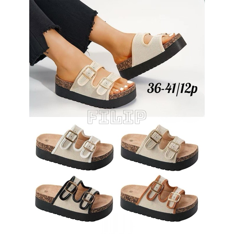 Buty Klapki Damskie (36-41,12par)Kolor Jak na zdzięciu