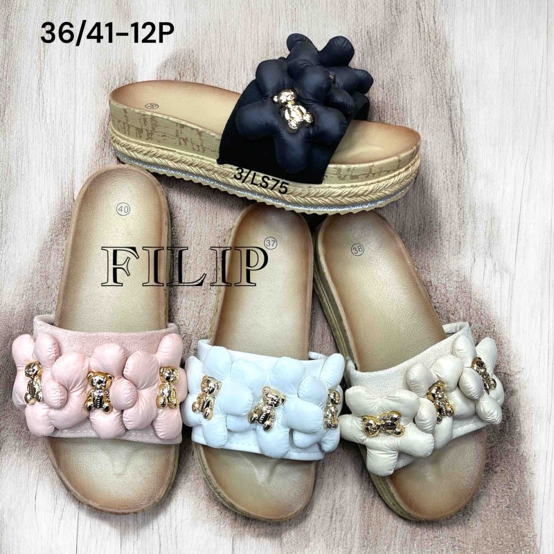 Buty Klapki Damskie (36-41,12par) Kolor Jak na zdzięciu