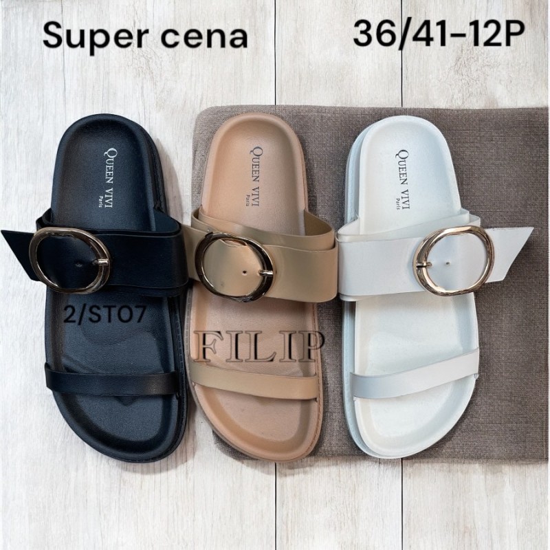 Buty Klapki Damskie (36-41,12par)Kolor Jak na zdzięciu