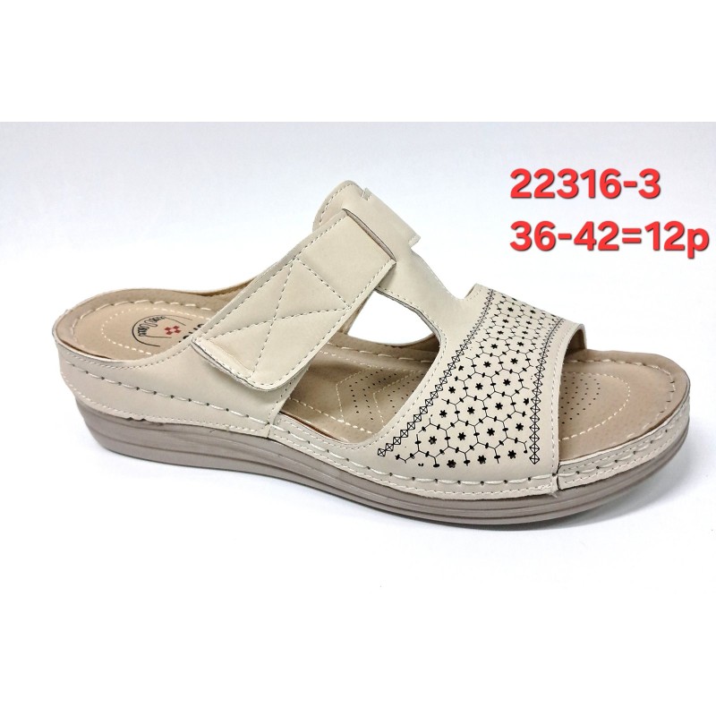 Buty Klapki Damskie (36-42,12par)Kolor Jak na zdzięciu