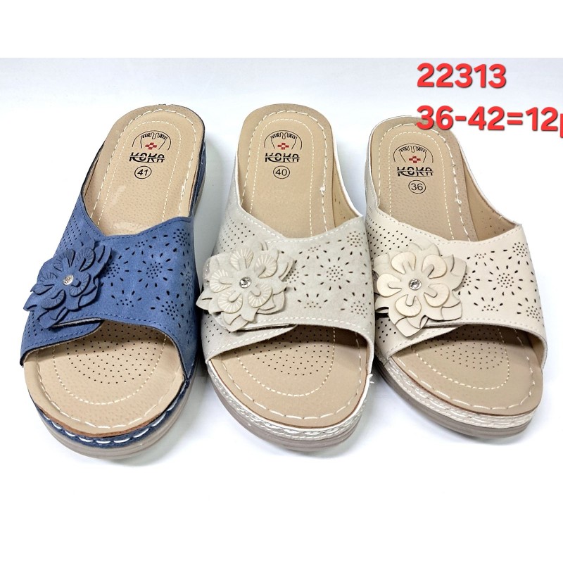 Buty Klapki Damskie (36-42,12par)Kolor Jak na zdzięciu