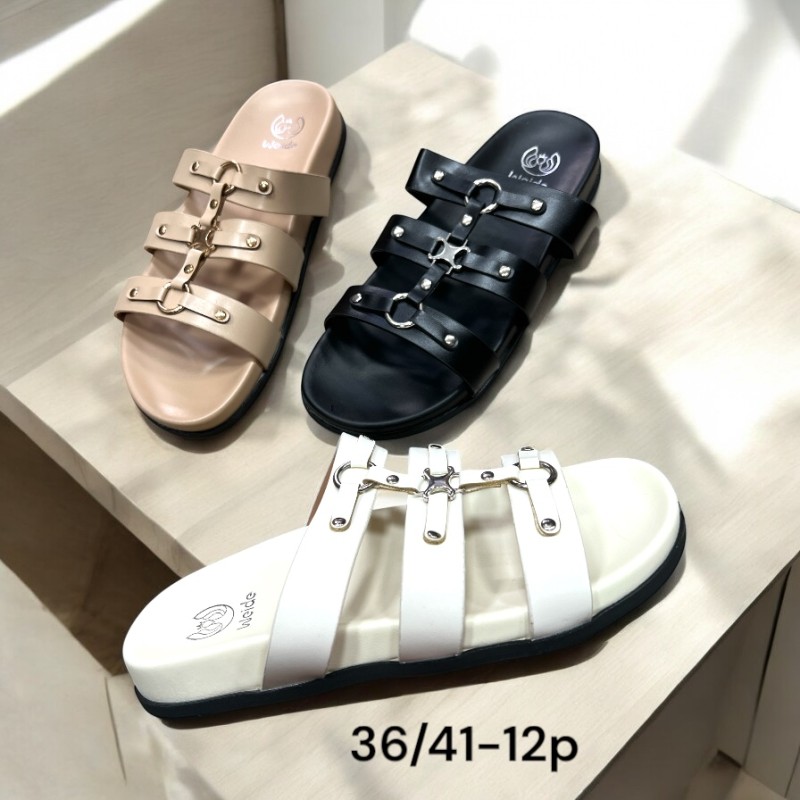 Buty Klapki Damskie (36-41,12par)Kolor Jak na zdzięciu